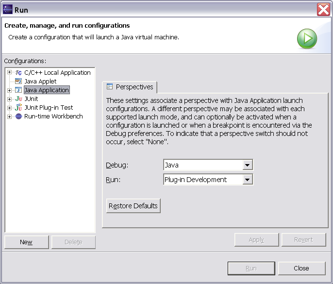 Screenshot of eclipse dialog